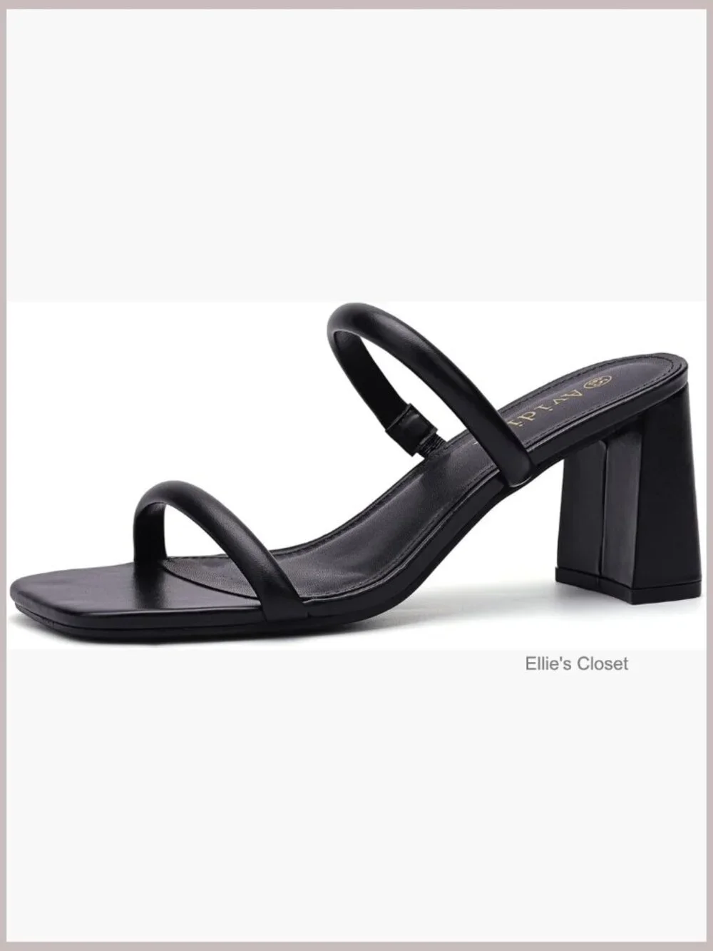 Square Open Toe Heeled Sandals Two Strap Mules Slip On Block Chunky Mid Heels